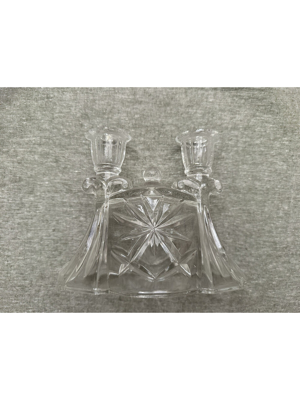 Clear Glass Candlestick Holder vintage shabby chic